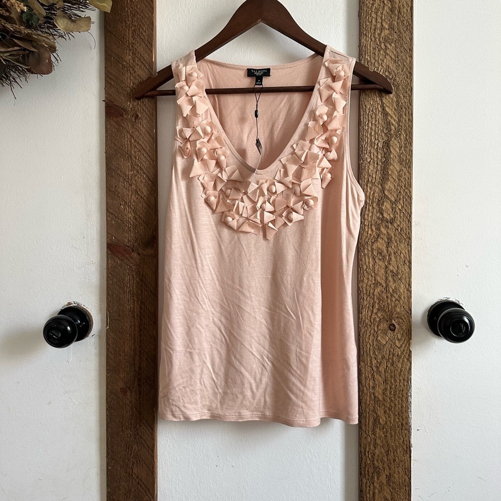 New Talbots Womenâs Petite Medium Sleeveless Blouse Rayon Lyocell ultra soft